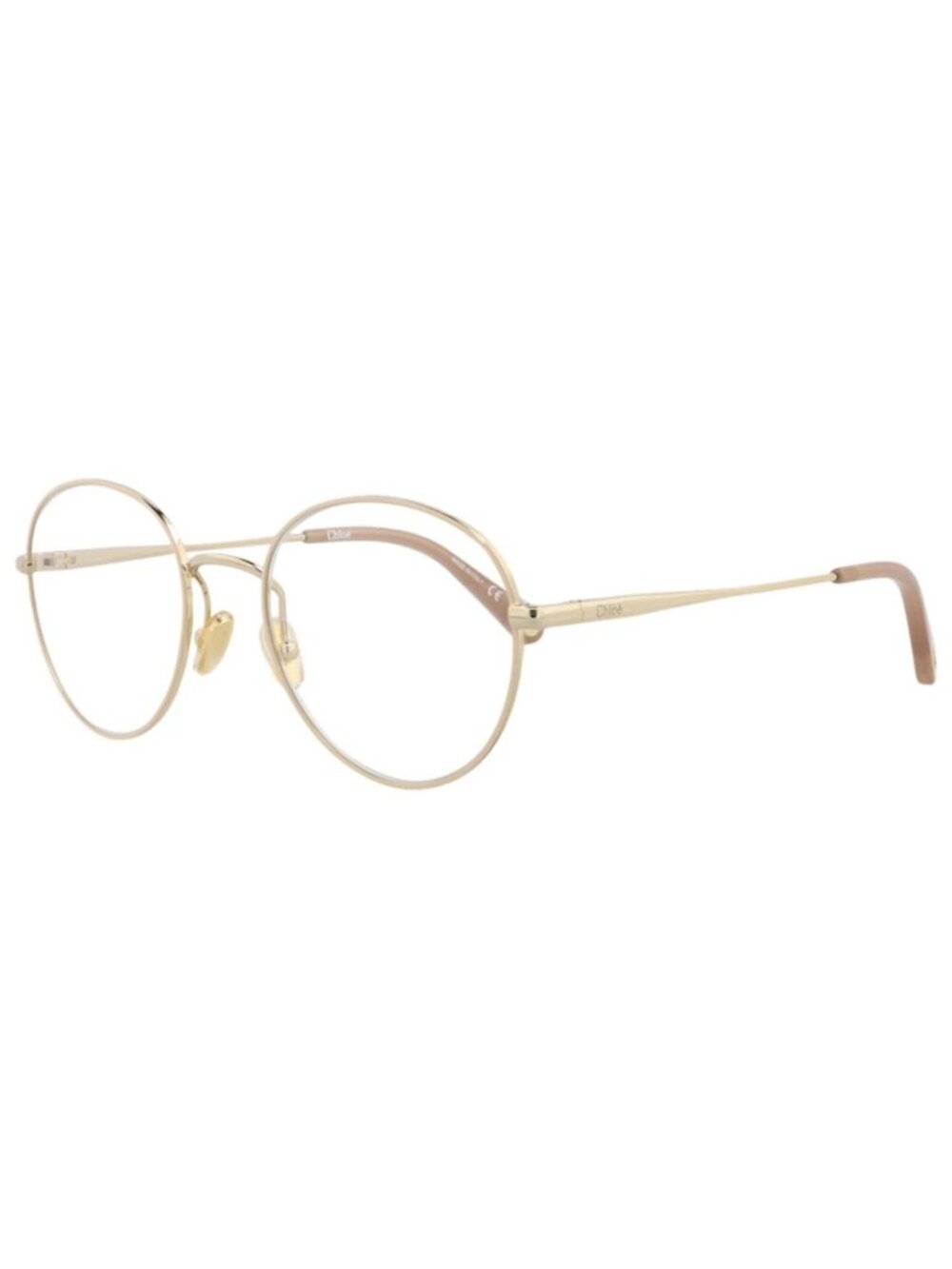 New Chloé Women's Eyeglasses Round Oval Metal Frame Nude Gold Transparent